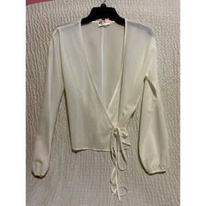 WILFRED FREE White Wrapped Tie Cropped Top